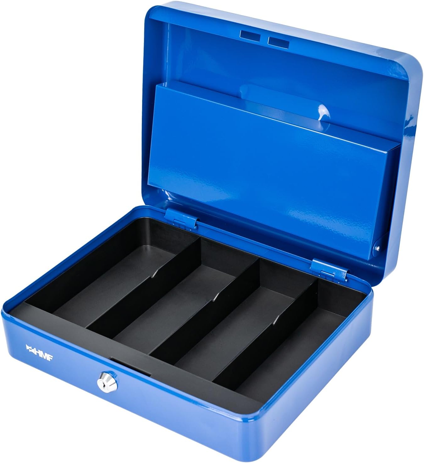 Schmuckbox, Schmuckkasten, 3-teilige Unterteilungen, Metallbox, Blau