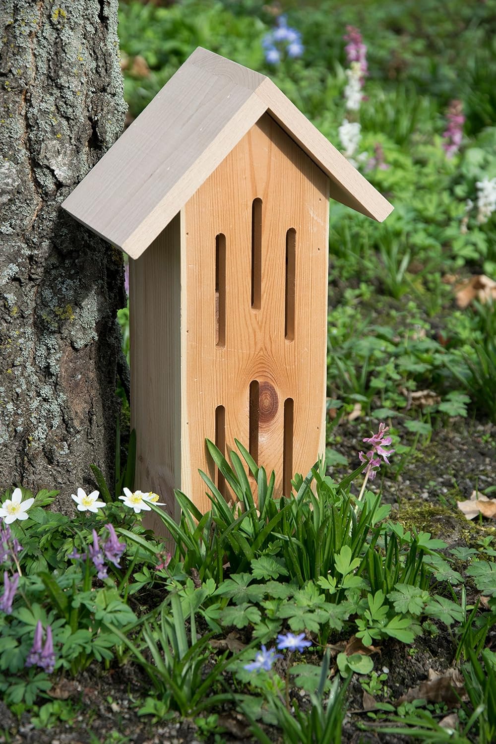 Dobar Luxus-Insektenhotels Schmetterlingshaus Sonnenfalter Natur - Insektenhotel aus Massivholz - Schmetterlingskasten unbehandelt & robust - Schmetterlingshotel für Garten/Terrasse/Balkon