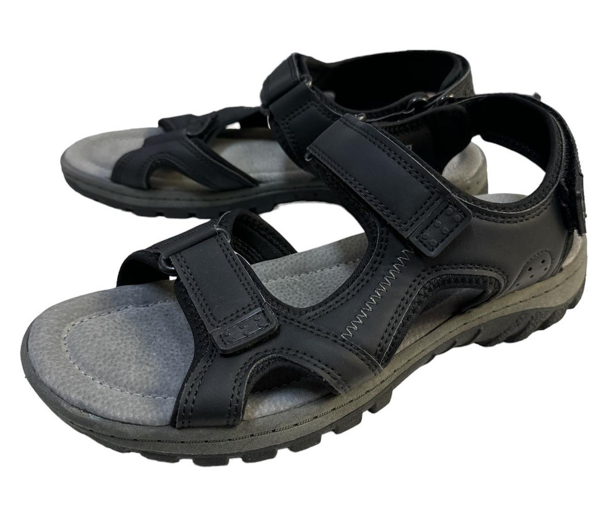 Sandalen, Sommerschuhe, Gummisohle, Schwarz, Velcro