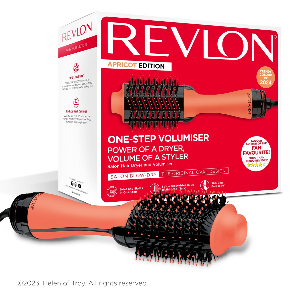 Warmluftbürste, Haartrockner-Bürste, ovaler Bürstenkopf, Apricotfarben, Volumenstyler