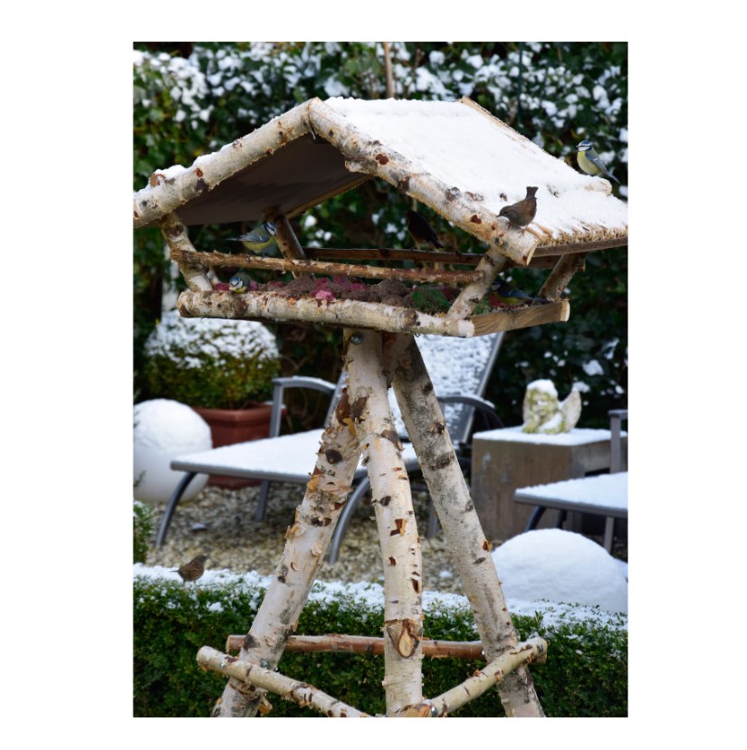 Dobar Hochwertiges Vogelhaus Birke Ein naturnahes Vogelfutterhaus für Ihren Garten