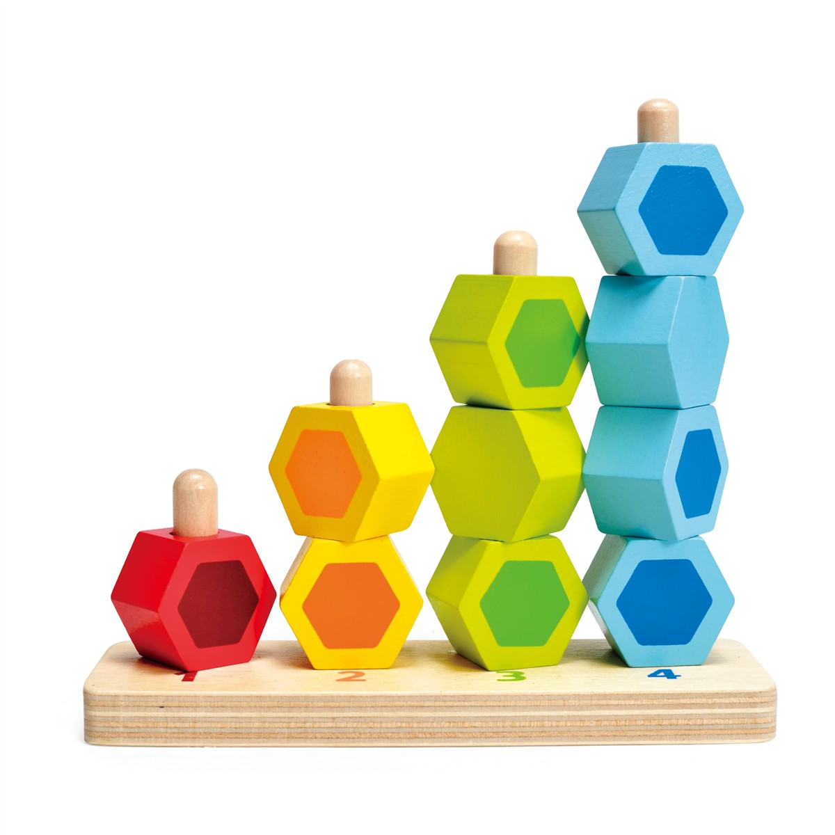 Holzspielzeug, Formenpuzzle, Geometrische Formen, Stapelspiel, Holzstapel