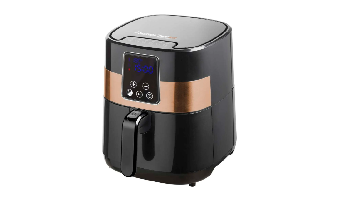 Bestron XXL Digitale Heissluft-Fritteuse 4 Liter 1.300 Watt Schwarz/Kupfer