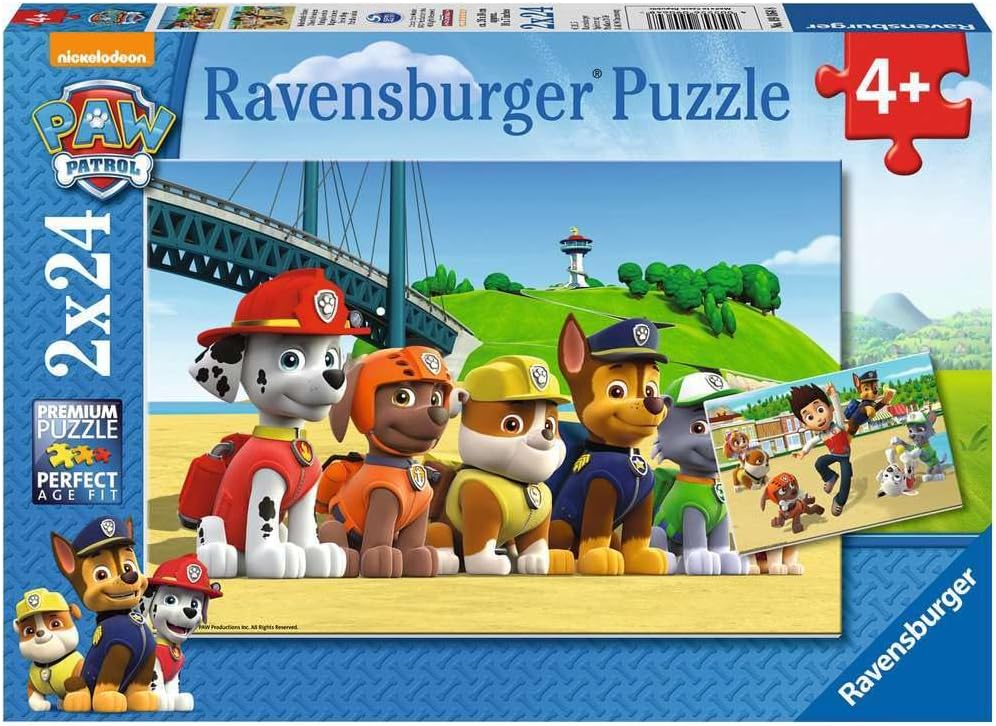 Ravensburger Kinderpuzzle - 09064 Heldenhafte Hunde - Puzzle für Kinder ab 4 Jahren, Paw Patrol Puzzle mit 2x24 Teilen