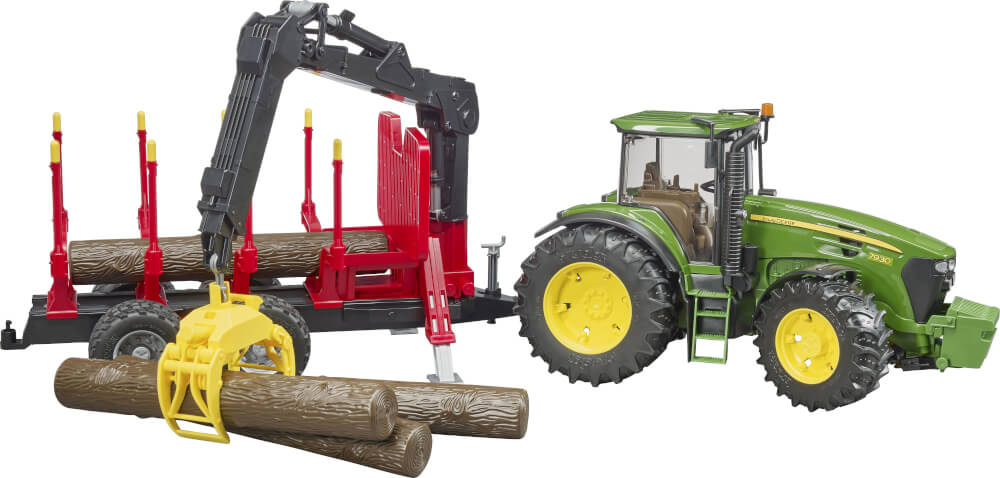 Bruder 03054 John Deere 7930 mit Rückeanhänger Ladekran