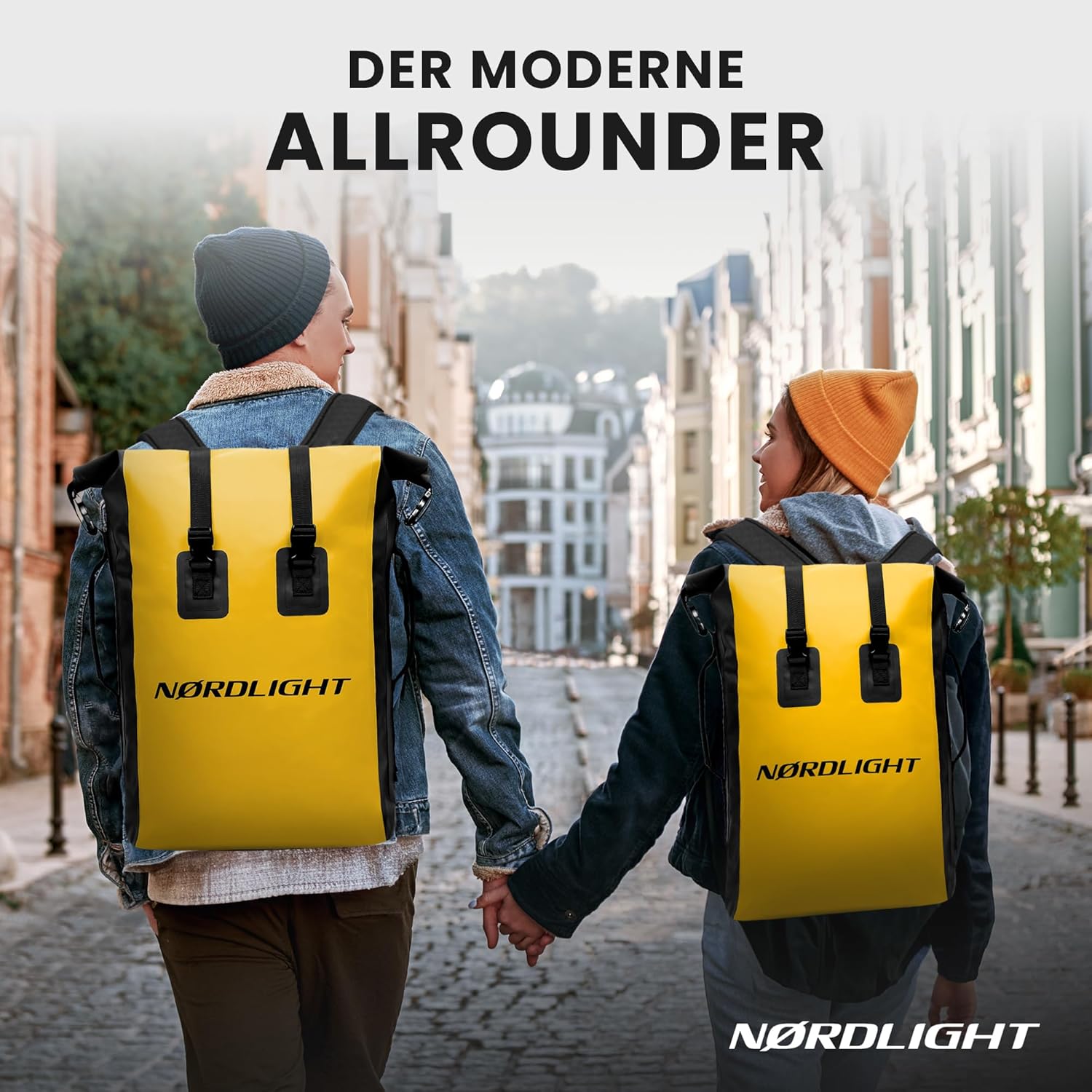 Nordlight Wasserdichter Rucksack Dry Bag 35l - Roll Top Rucksack Kurierrucksack gelb
