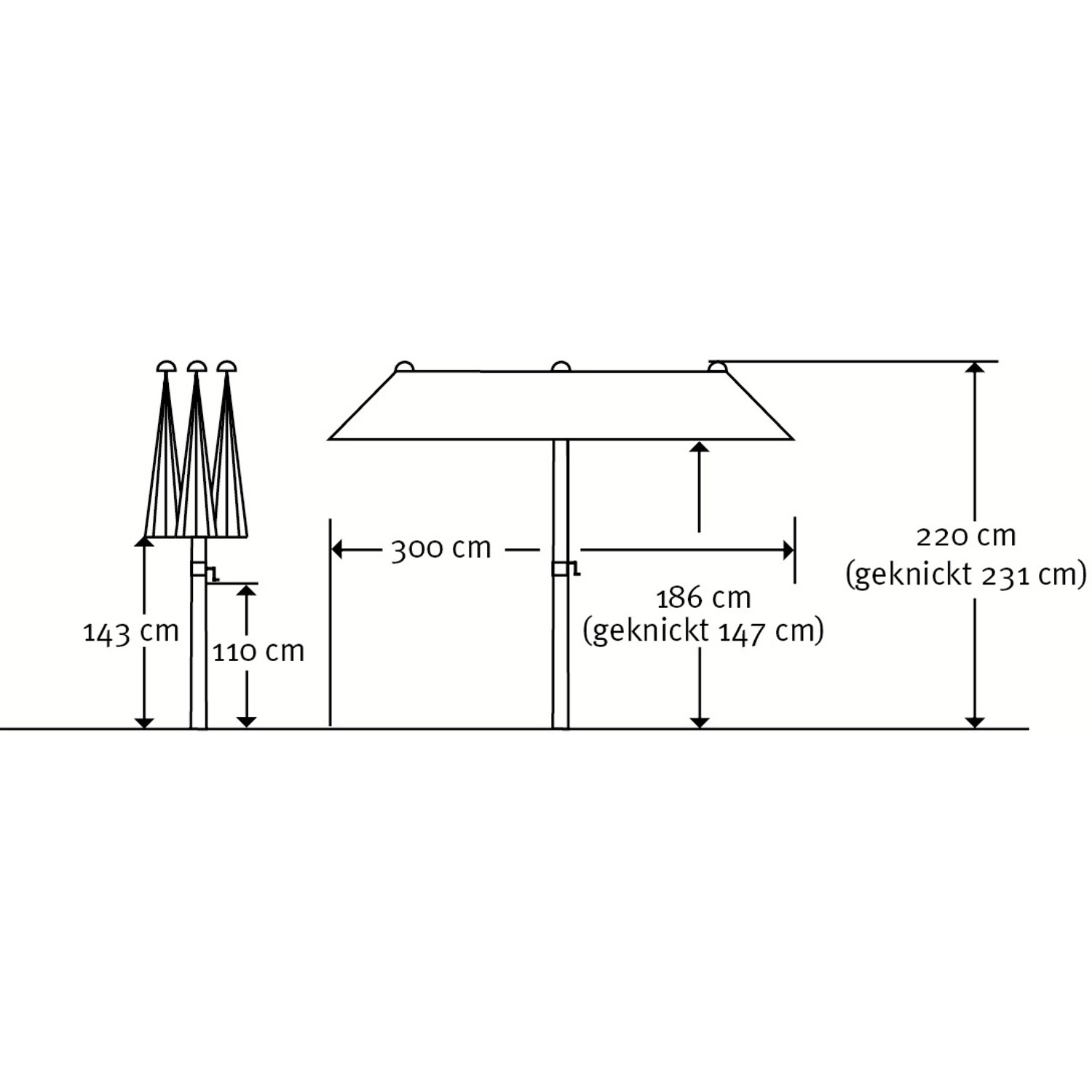 Schneider Schirme Balkonschirm Salerno 150 cm x 300 cm Anthrazit