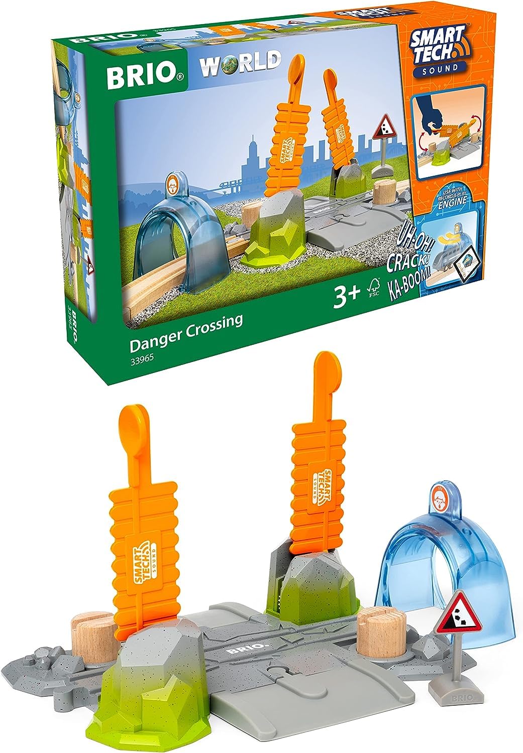 BRIO 33965 Smart Tech Sound Abenteuer-Bahnübergang - Kompatibel mit der Smart Tech Sound Reihe Interaktives Spielzeug empfohlen ab 3 Jahren
