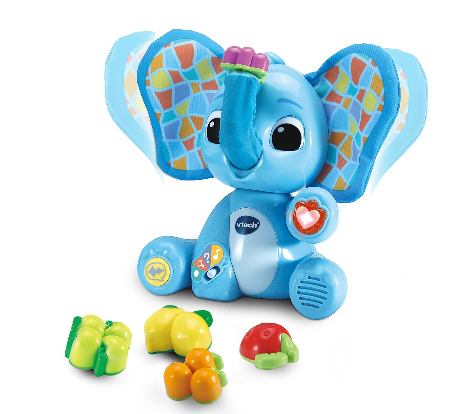 VTech 80552704 Baby Lustiger Lernelefant Interaktives Babyspielzeug zum Lernen von Obstsorten Farben Zahlen Tierstimmen Musik Kinderspielzeug