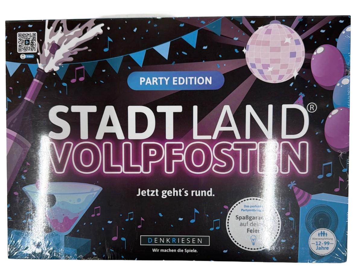 DENKRIESEN - Stadt Land VOLLPFOSTEN® - Party Edition - 'Jetzt geht's rund.' DIN A4 Spielblock 50 Blatt Partyspiel Geschenk