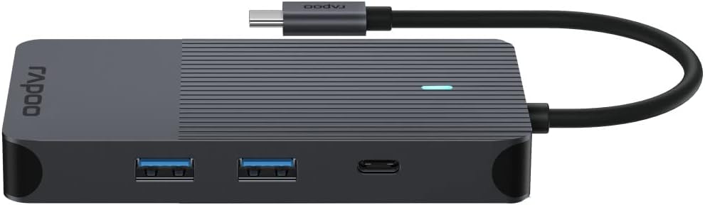 Rapoo UCM-2005 USB-C Multiport Adapter 10-in-1 100W Power Delievery, 2x 4K HDMI, 1 Gbps LAN, 1 USB-C und 2 USB-A 3.0 Datenports