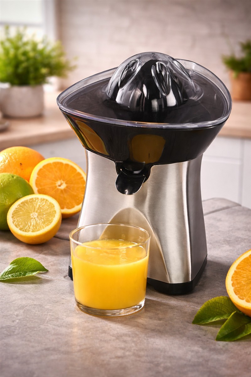 Saftpresse, Zitruspress, Elektrische Saftpresse, Orangen Saft, Edelstahl