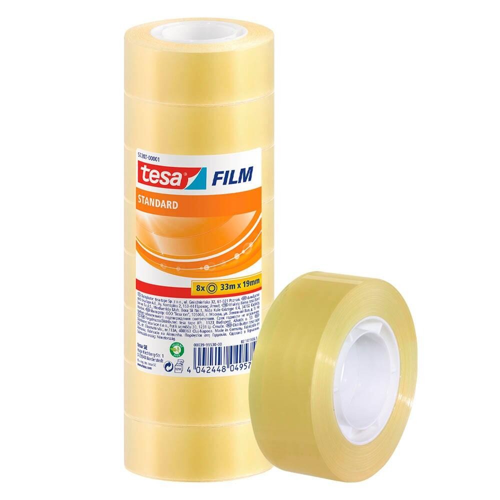 Klebeband, transparente Folie, Bürobedarf, 33 m × 19 mm, 8er-Pack