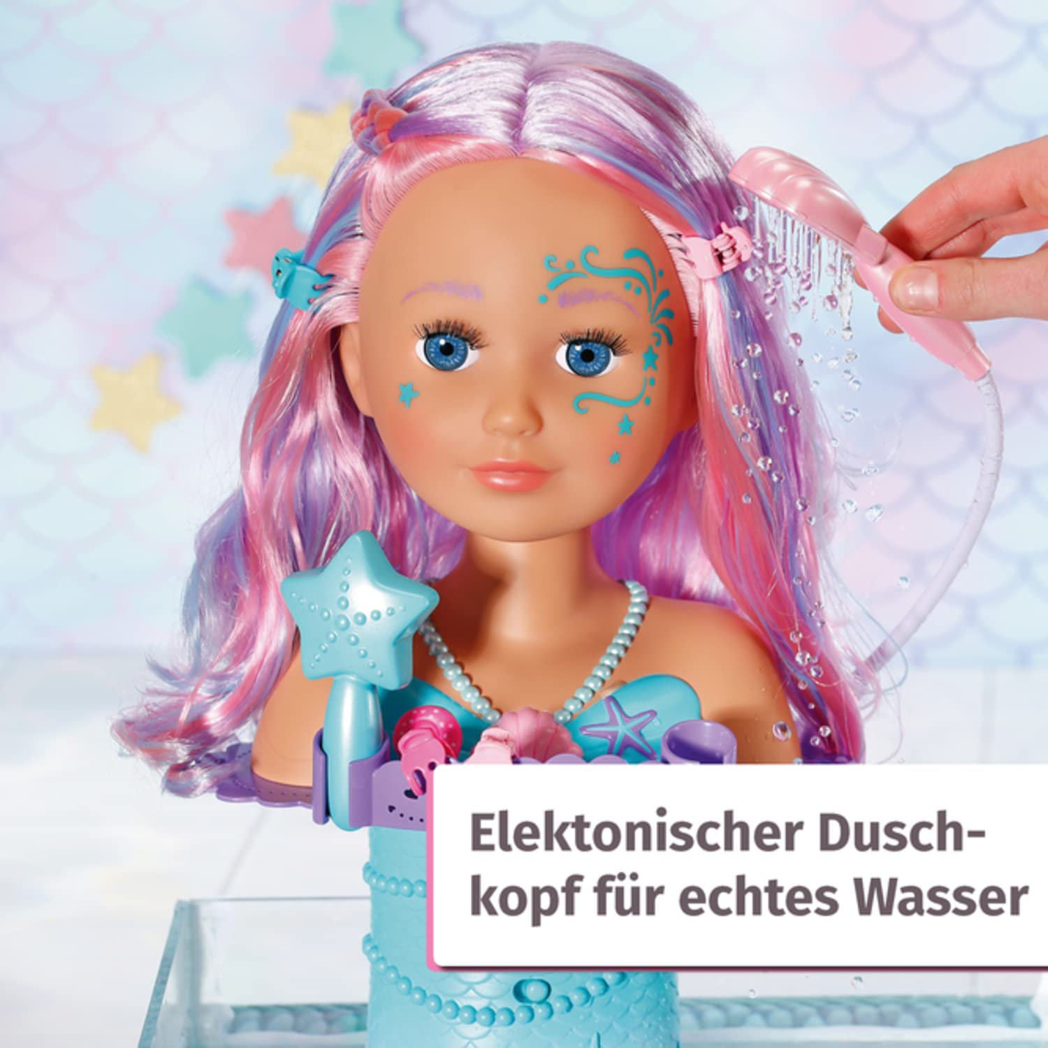 Zapf Creation 830550 BABY born Sister Styling Head Meerjungfrau Schminkkopf Frisierkopf Duschkopf