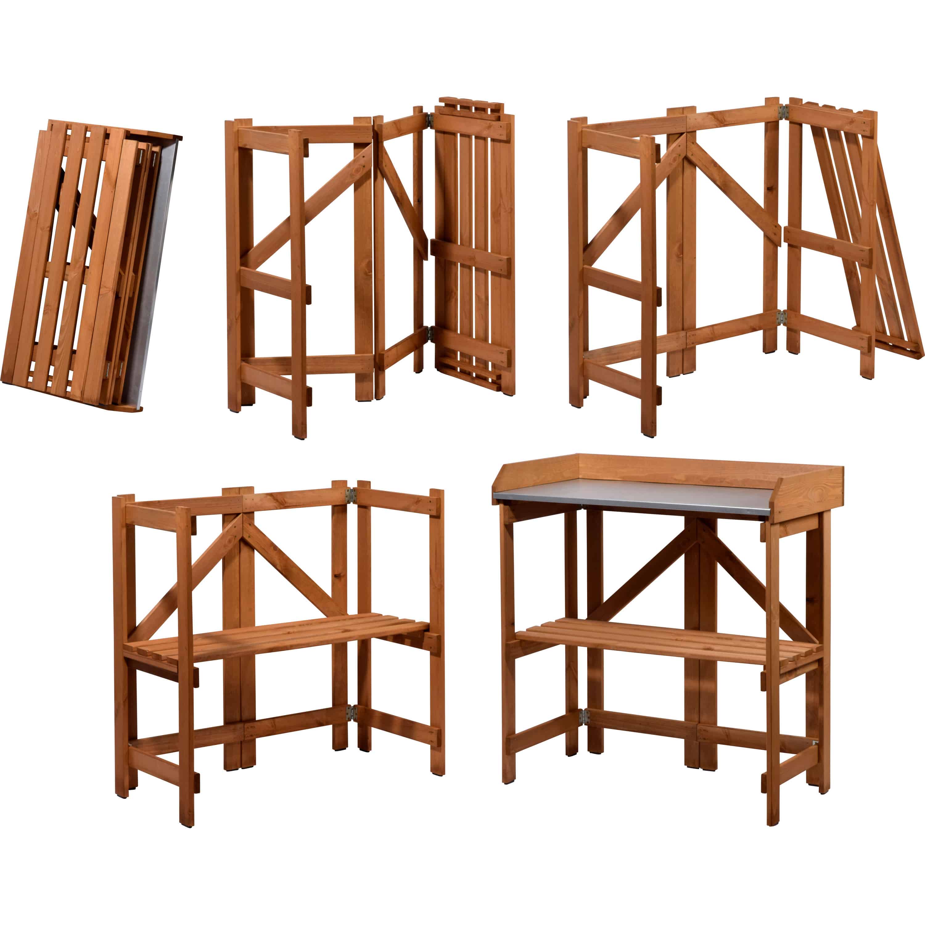 Holzregal, Arbeitstisch, Holzgestell, Klappbar, Arbeitsplatte