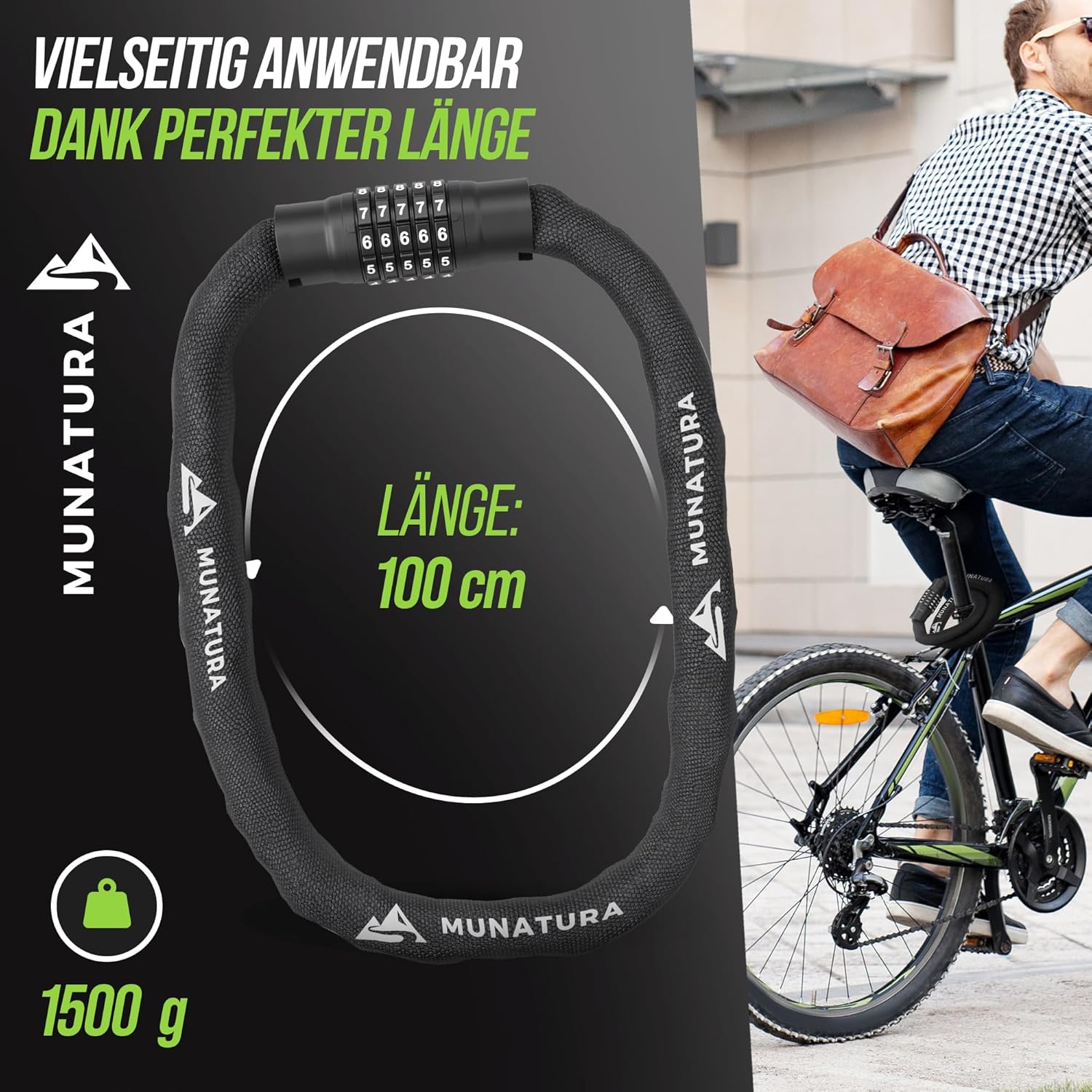 MUNATURA Fahrradschloss Zahlenschloss  100cm