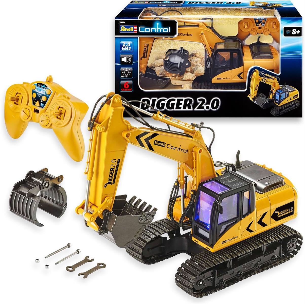 Revell 24924 Control Bagger Digger 2.0 ferngesteuerter Kettenbagger RC Spielzeugbagger Baufahrzeug 1:16