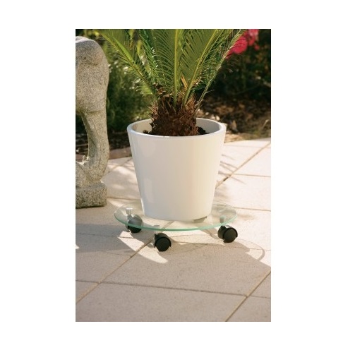 Blumentopfwagen Klarglas rund Durchmesser 35 cm