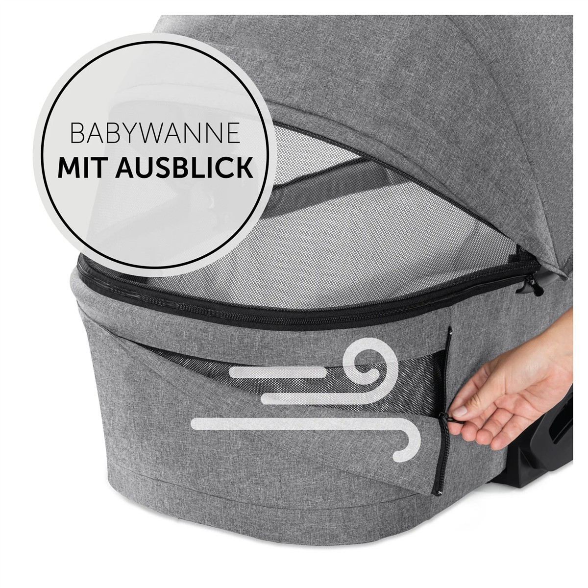 Kinderwagen, Kofferraumtasche, Grau, Reißverschluss, Windschutz