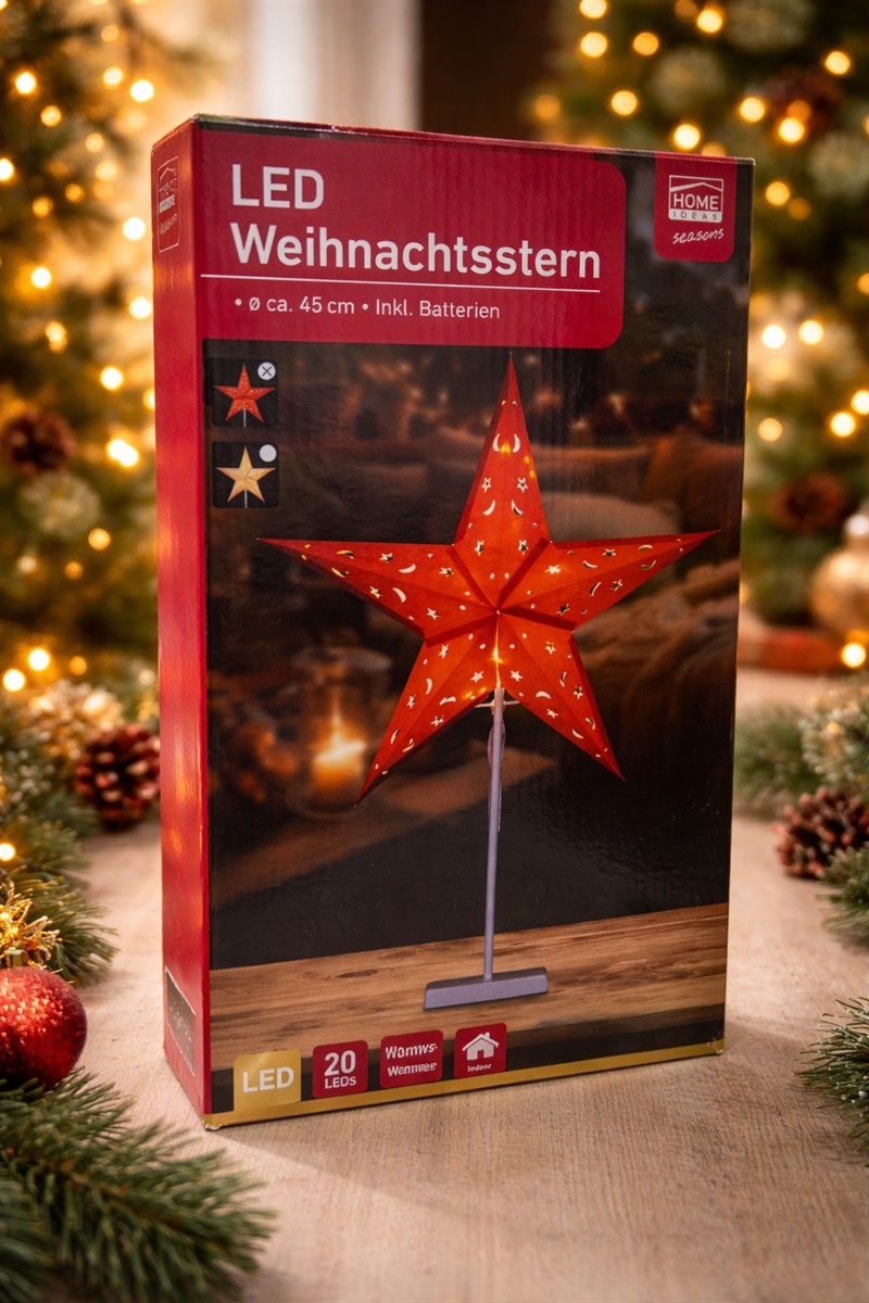 LED Weihnachtsstern rot mit Batteriebetrieb