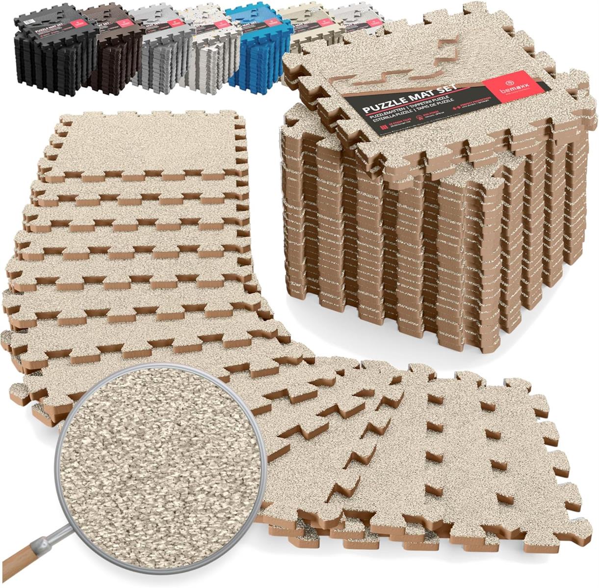 Schutzmatten 18tlg. Set Puzzlematte 30x30cm carpet cream