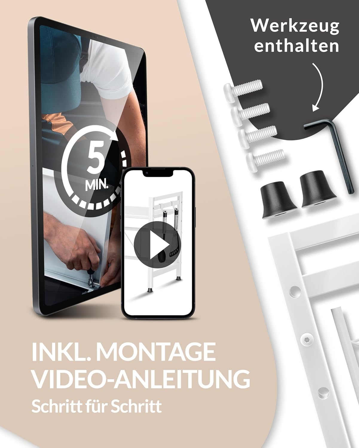 Heldenwunder Mikrowellenregal 2-stufig weiss Küchenregal #B202