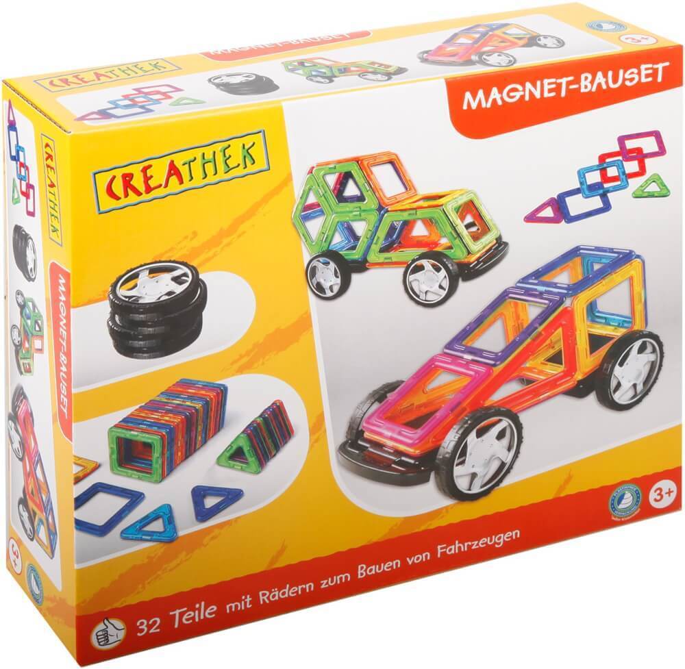 Creathek Magnet-Bauset mit Rädern 32 Teile Spielzeug Konstruktion