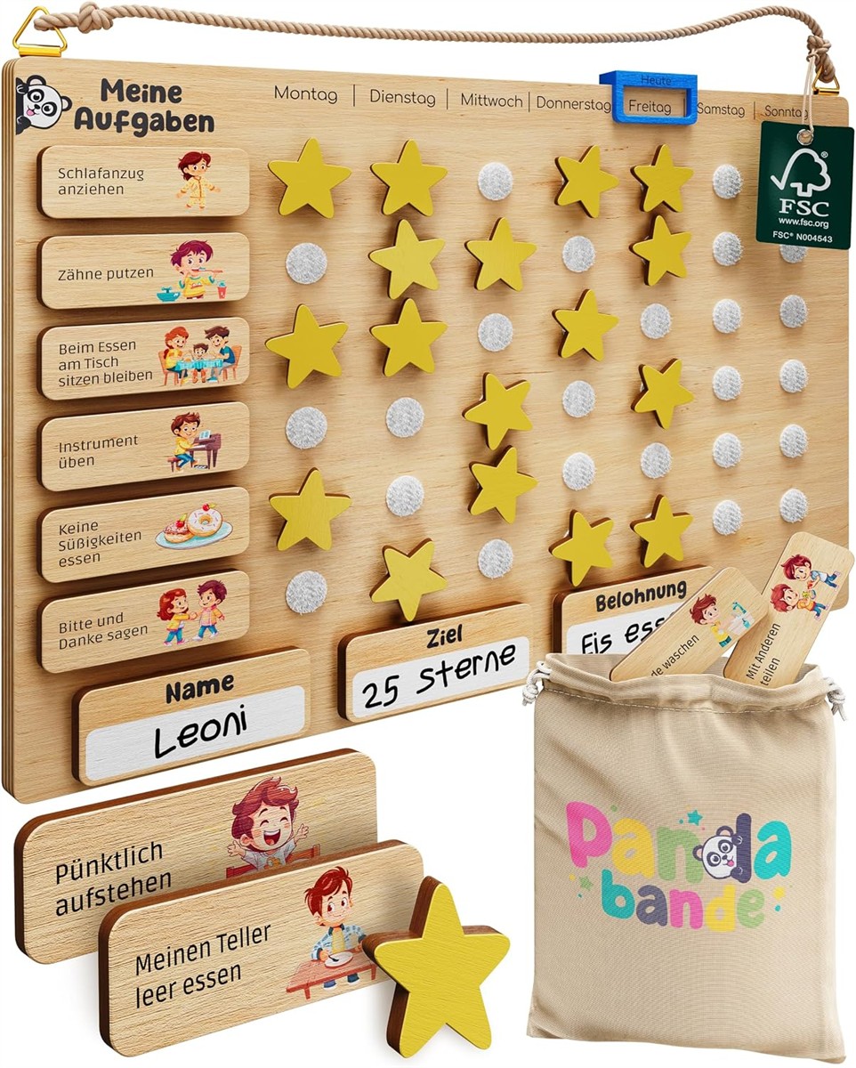 Holz-Board, Lernboard, Sternchen, Belohnung, pädagogisch