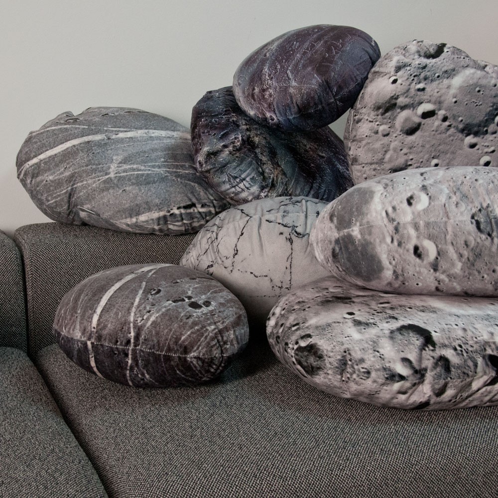 kissen, steinoptik, runde kissen, grau, wohnaccessoire