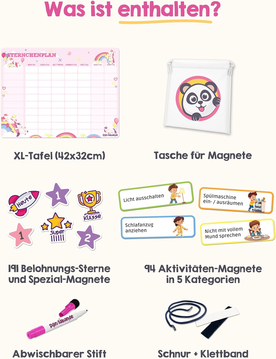 XL-Tafel, Tasche, Magnet, Sticker, Klebeband