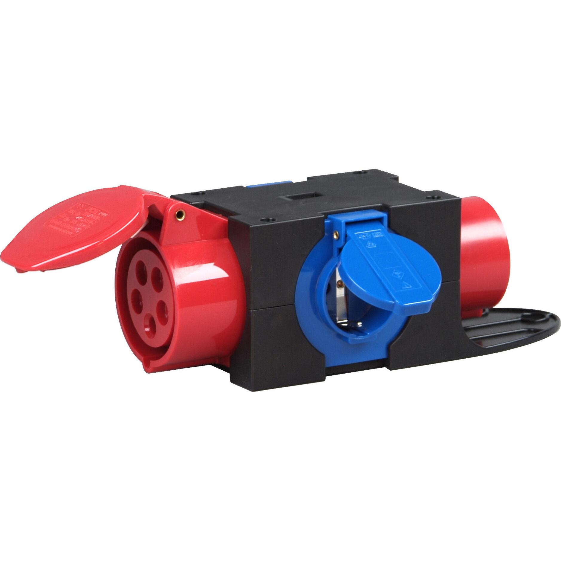 Kopp 129200002 CEE Kompaktverteiler CEE-Stecker 16 A / 2 Steckdosen und CEE-Steckdose 16 A