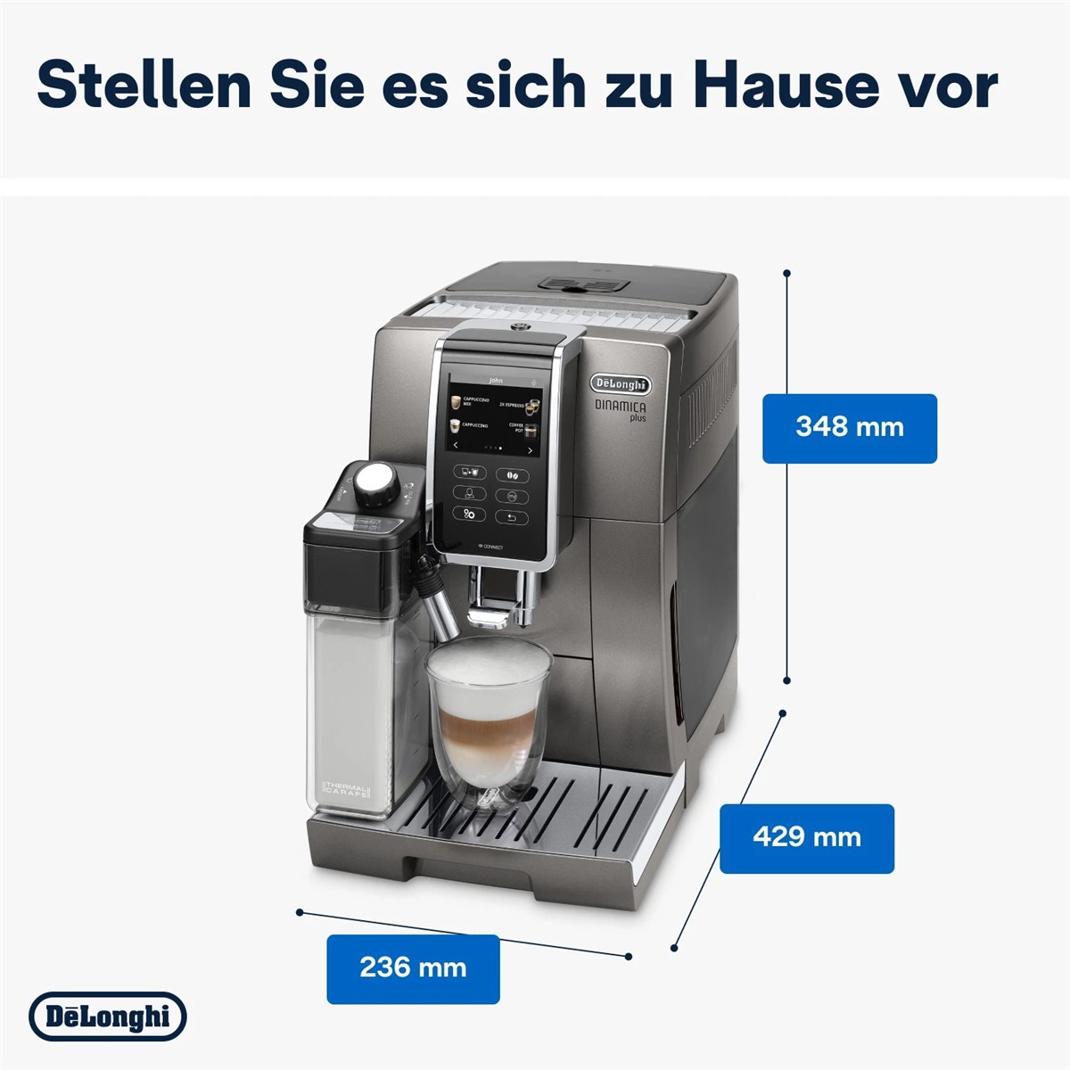 DE'LONGHI Kaffeevollautomat Dinamica Plus Espressomaschine Modell ECAM376.95.T