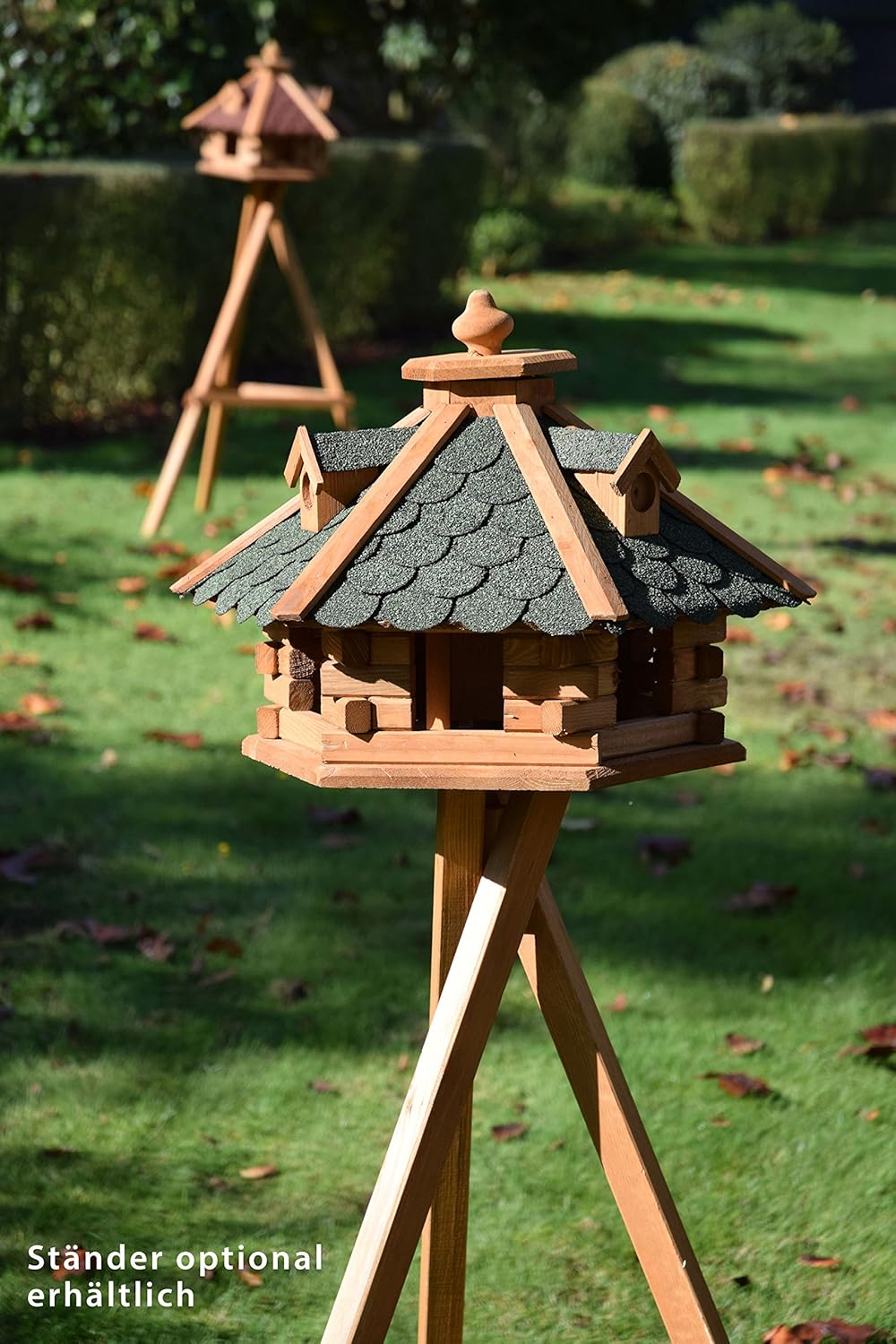 dobar Vogelfutterhaus Bitumenschindeldach 6-eckig Vogelhaus Vogelfutterstation Futtersilo Vogelvilla