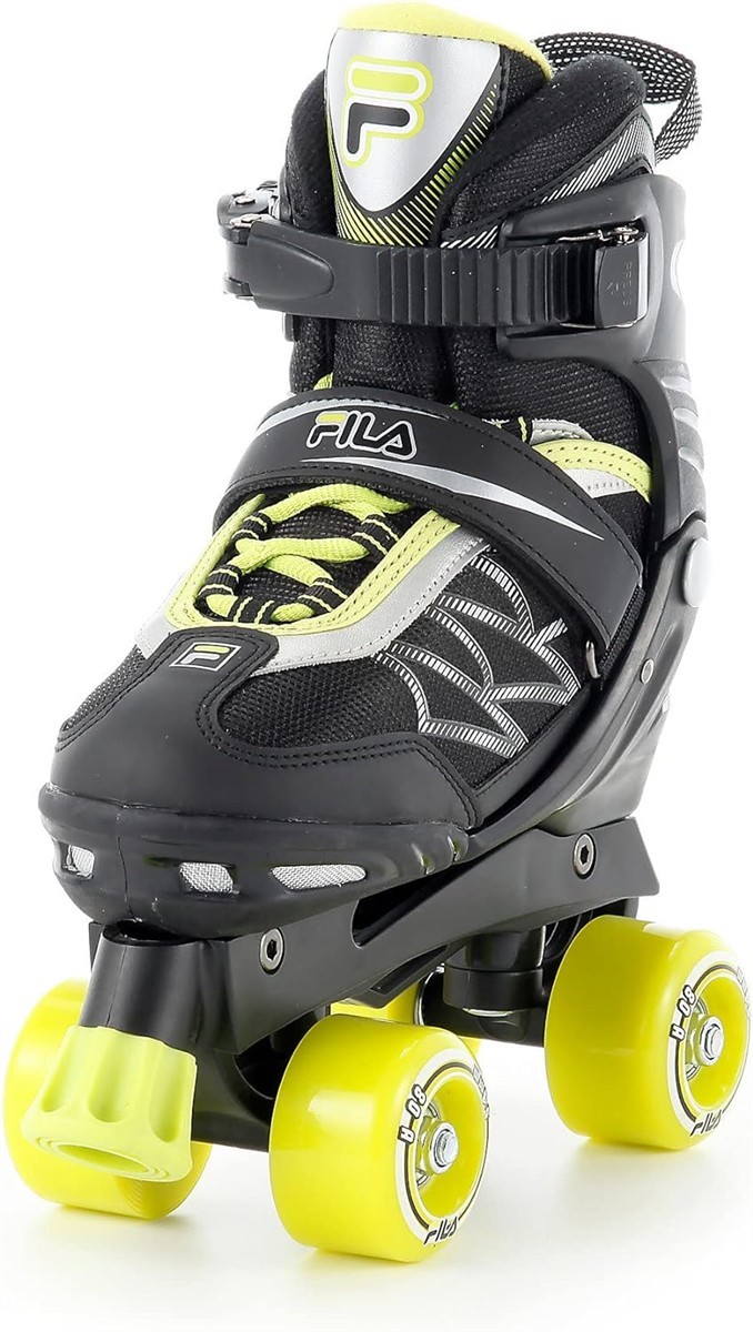 Inline-Skate, Quads-Roller, Schwarz-Grau, Neon-Gelb, Verstellbares Band