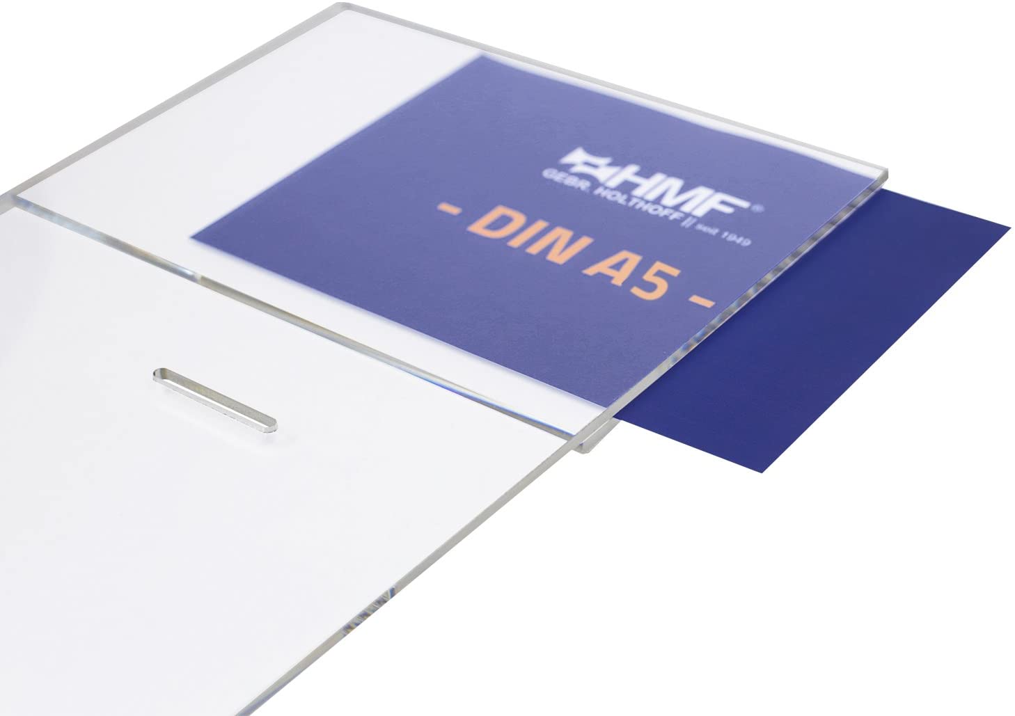 Acrylbrief, Hinweis, DIN A5, Organizer, Schwarz/Blau