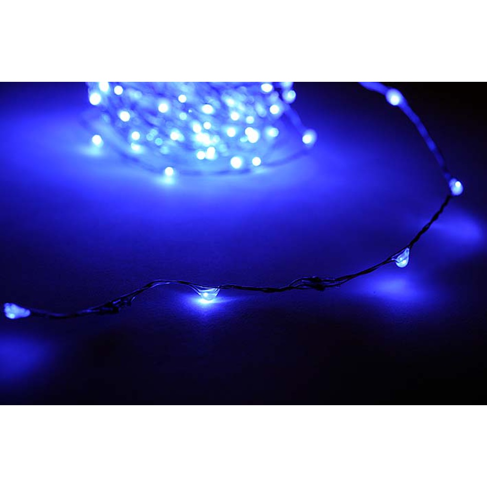LED Lichterkette 100 LED Lämpchen, Farbe: BLAU, Länge: 10m, mit Netzteil 220V