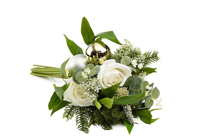 ABELLA Flora künstliches Bouquet winterlich Blumenstrauß Tischdeko weiss