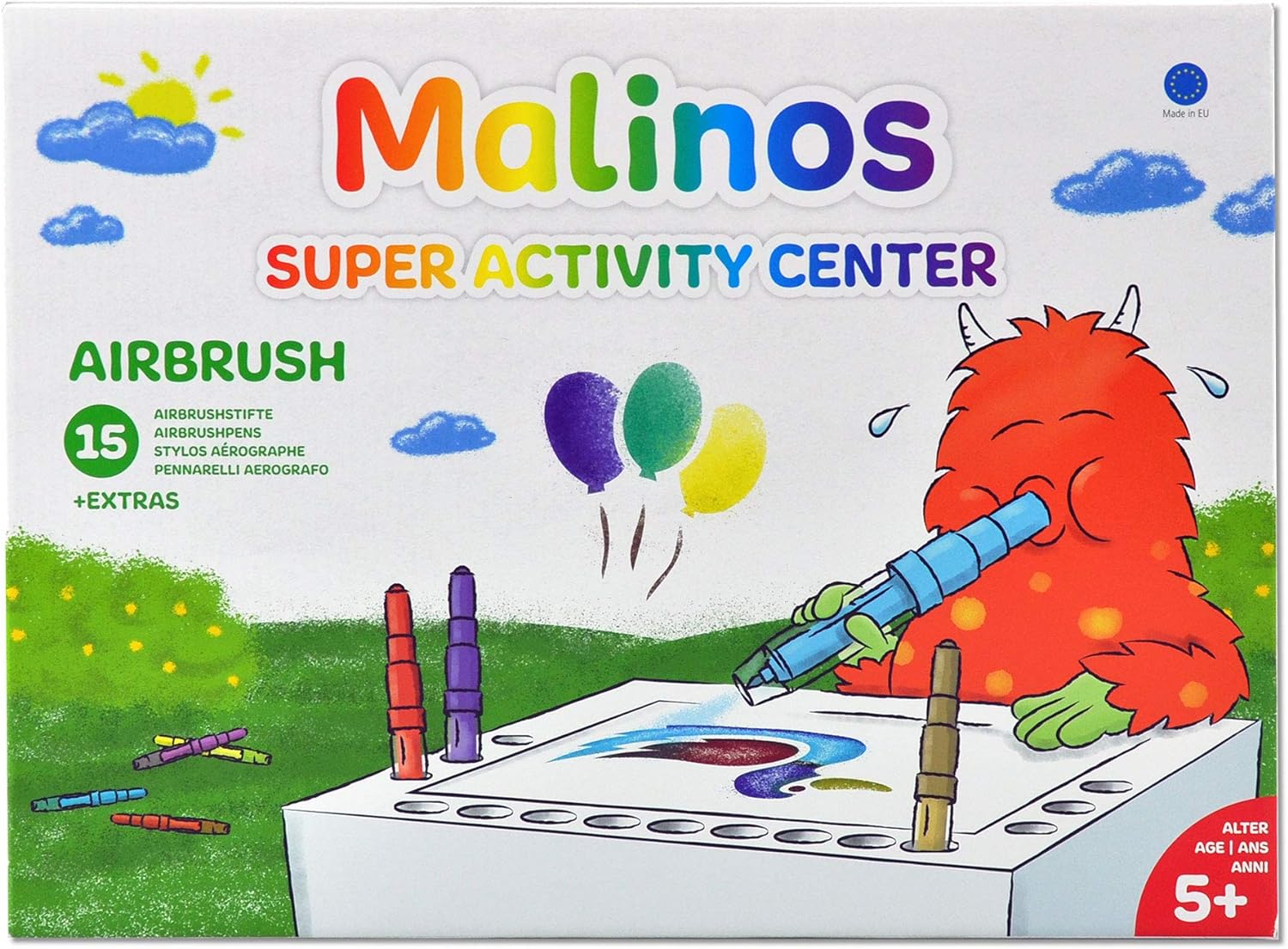 Centropen Malinos 300810 Blopens Super Activity Center Airbrush mit Schablonen Airbrushstifte Pustestifte Kreativset Malset Airbrushset