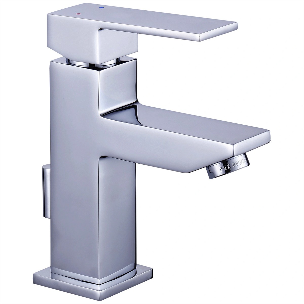 Waschtischarmatur, Einhebelmischer, Chrom, eckiges Design, hoher Auslauf