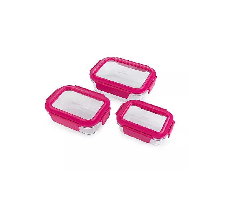 LocknLock 6 Frischhaltedosen mit Glasdeckel rechteckig beere Aufbewahrungsbox