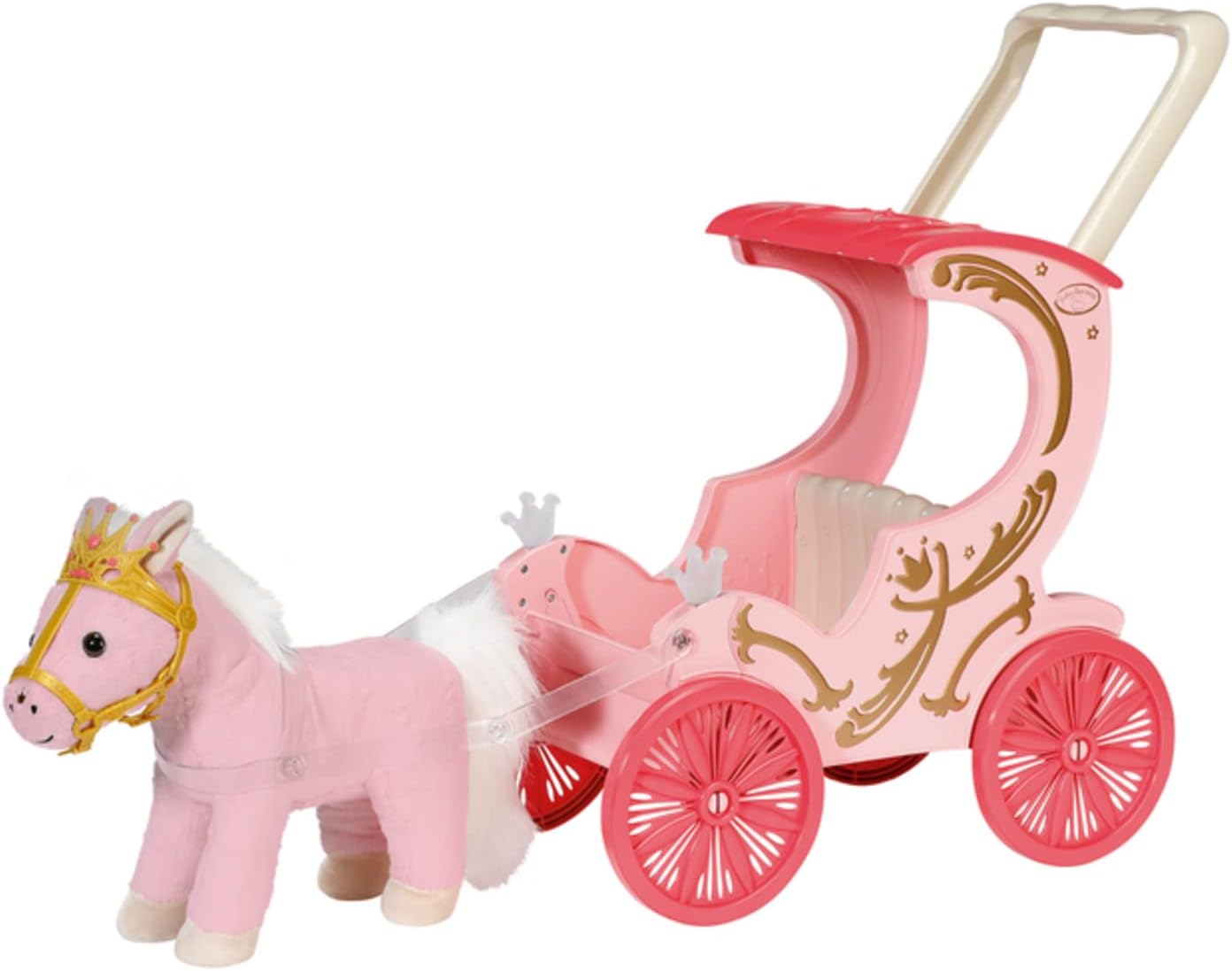 Zapf Creation 707210 Baby Annabell Little Sweet Kutsche und Pony 2-in-1 Puppenwagen Kutsche Plüschpony Puppenkutsche Spielzeugkutsche Puppenzubehör Puppenwagen