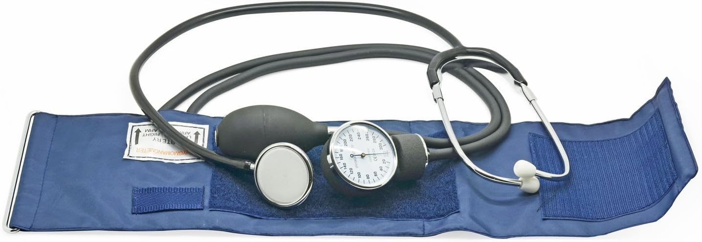 Belmalia Blutdruckmessgerät mit Doppelkopf-Stethoskop Manschette Manometer