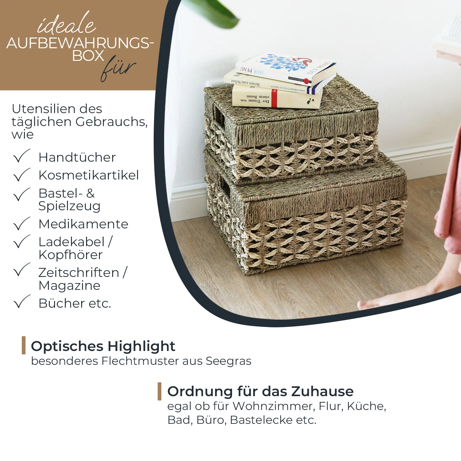 HMF Aufbewahrungskorb 3er Set mit Deckel