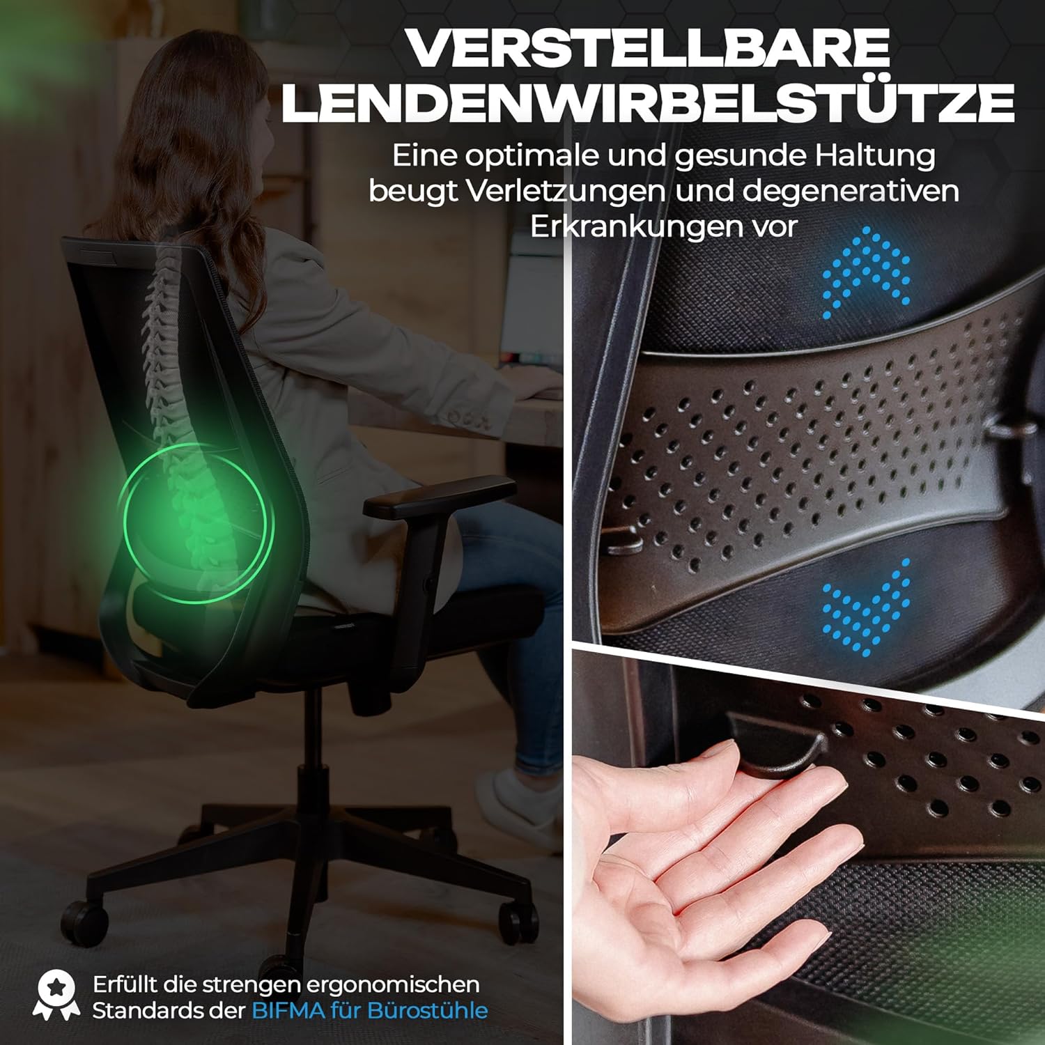 VALKENSTOL M2 Ergonomischer Bürostuhl 150 kg Schreibtischstuhl #B6