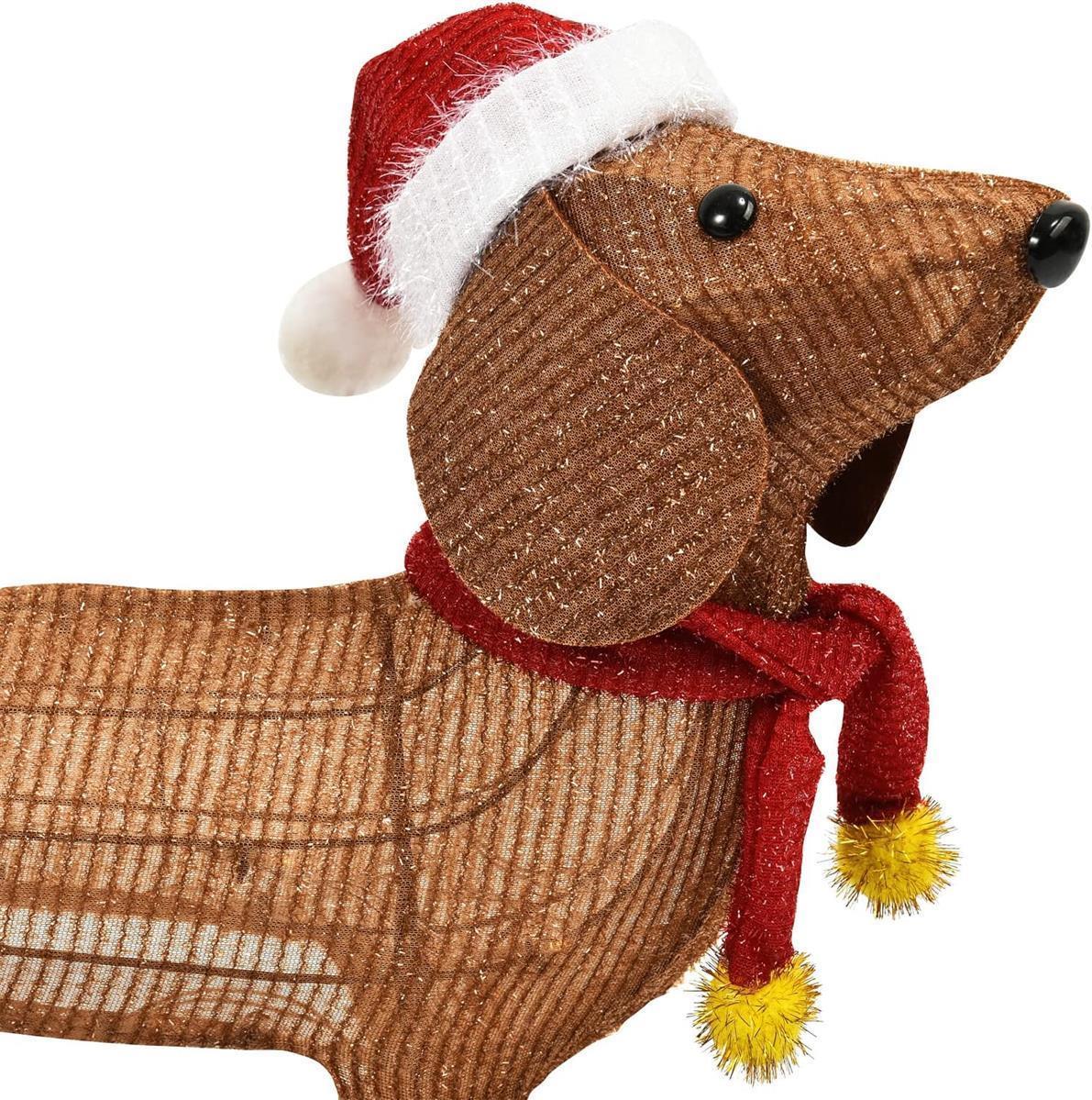 DMS Dackel Hundefigur Weihnachtsfigur mit 45 LEDs Weihnachtsbeleuchtung