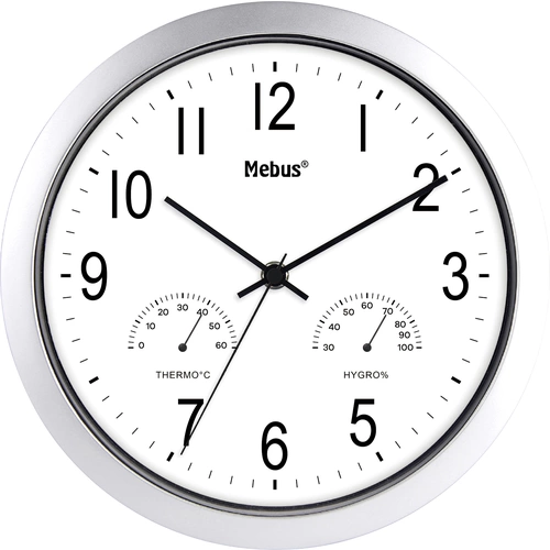 Mebus Quarz Wanduhr 25.5cm Silber