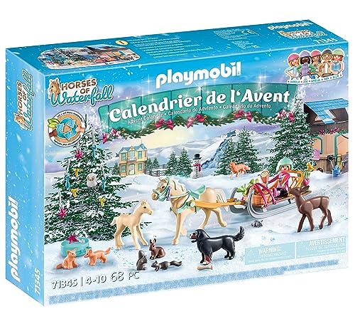 PLAYMOBIL Adventskalender Pferde 71345 Weihnachtliche Schlittenfahrt Horses of Waterfall Spielfiguren Adventszeit Weihnachten
