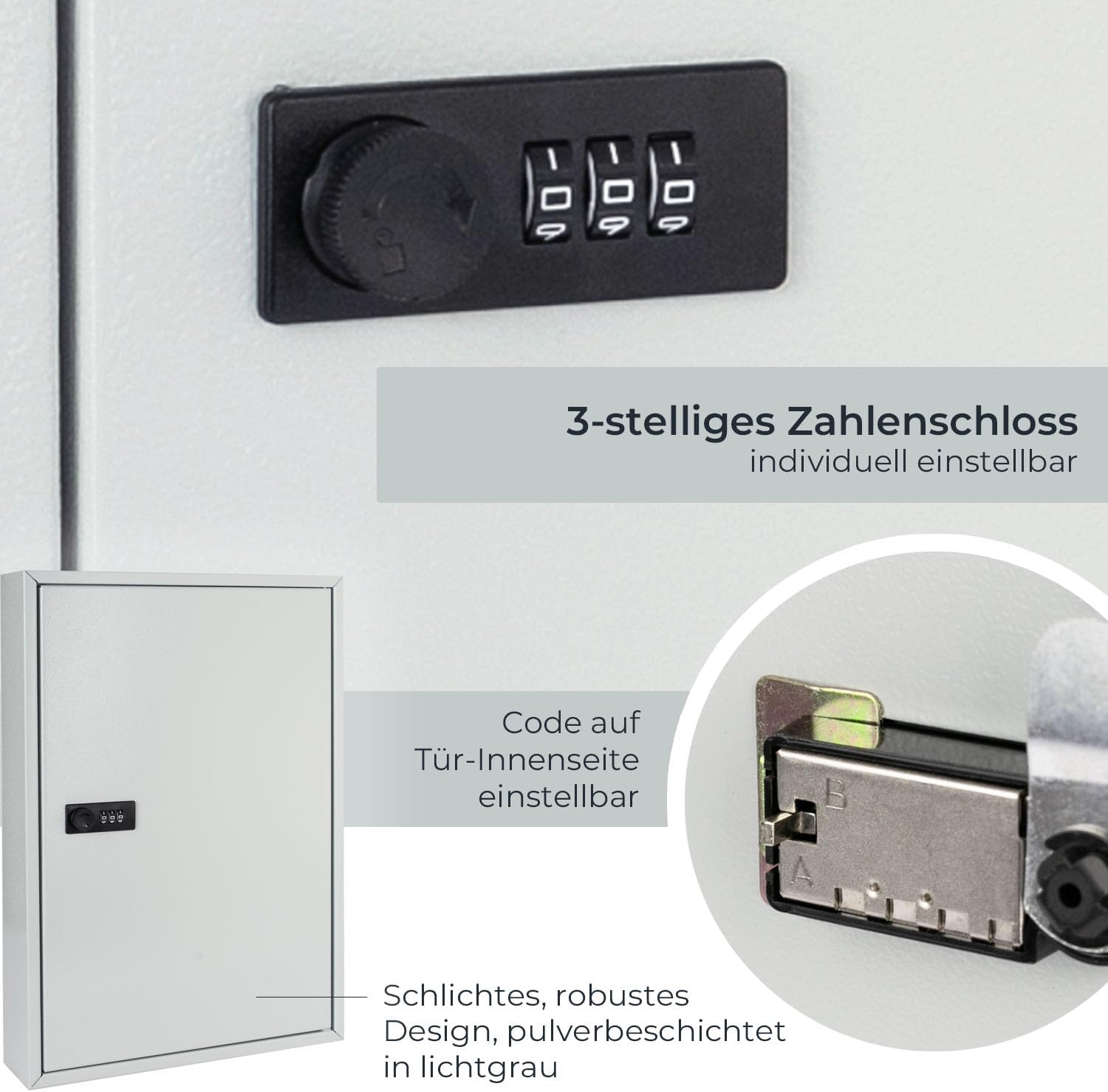HMF Schlüsselschrank mit Zahlencode Schlüsselkasten 64 Haken 2302