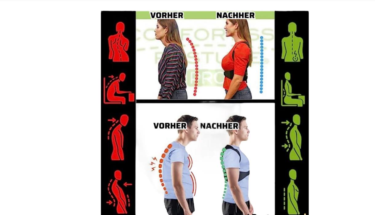 Geradehalter für Rücken S-M Rückenstabilisator Posture Pro Comfortisse
