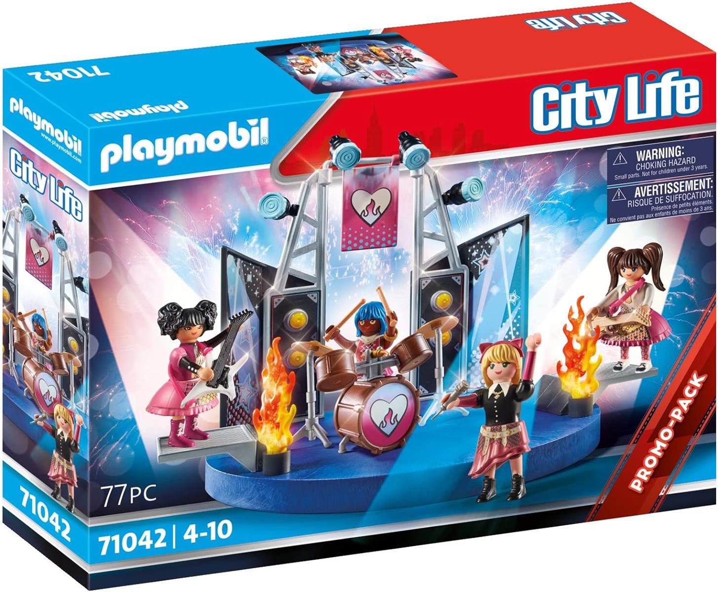 PLAYMOBIL City Life 71042 Music Band mit Bühne und Zubehör Spielzeug Spielzeugfiguren Spielfiguren Set